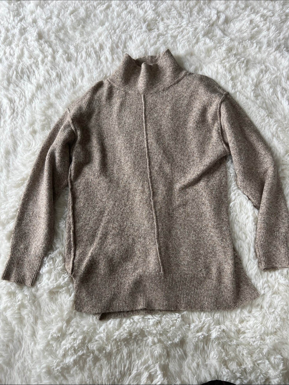 Lush Taupe Ribbed Turtleneck Sweater